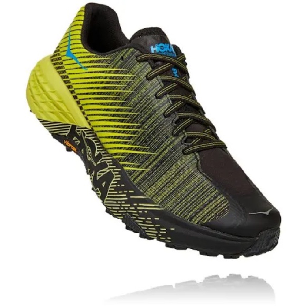 Hoka One One Evo Speedgoat Yellow Black Trail Running Shoes Size 10